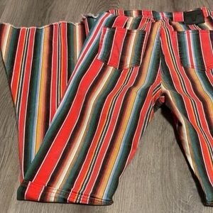 LUCKY & BLESSED Jeans Pant HIGH RISE FLARE Pants Red Blue White Colorful Size 10